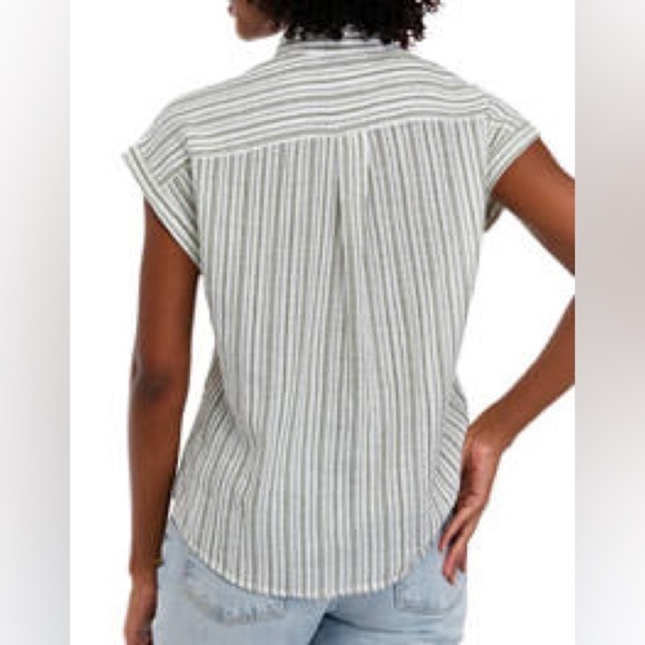 Wonderly Womens Popover Olive Stripes Specks Of Black Dolman Sleeve Top - Picture 2 of 5